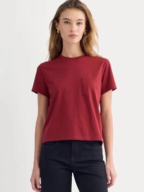 Everlane The Box-Cut Tee in Essential Cotton Maroon Size Large